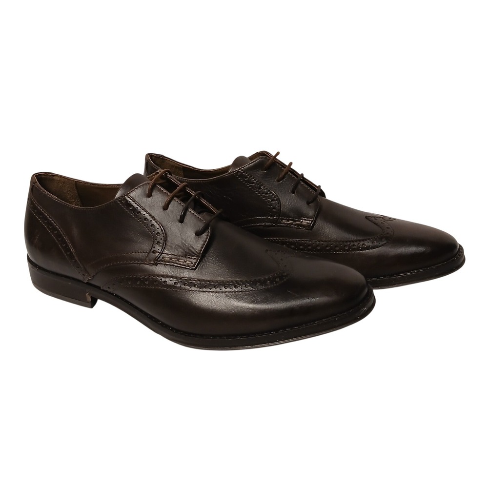 Hush Puppies Mens 11 Wide Dark Brown Leather Wingtip Oxford Shoes HM01651-201